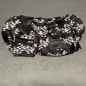 FIGHTING EEL: Black and White Fish Duffle Bag
